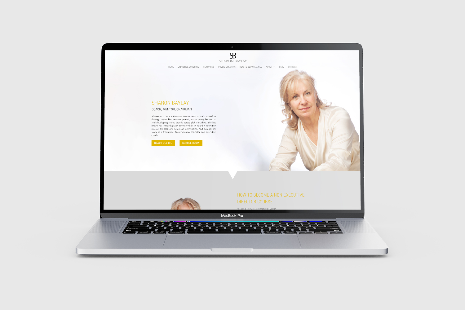 Sharon Baylay Website on MacBook Pro
